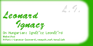 leonard ignacz business card